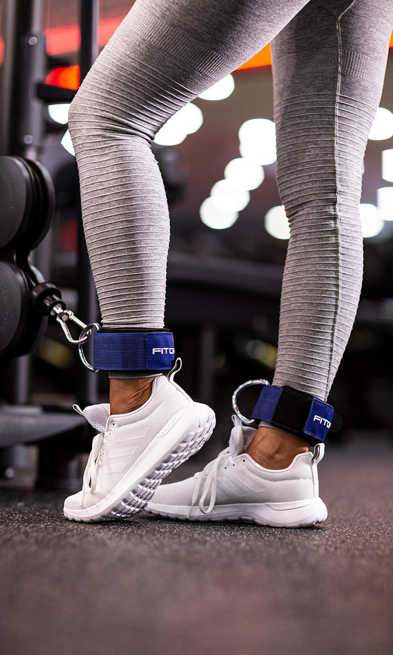FitgriffÂ® Ankle Straps V2 for Cable Machine (2 Pieces) - Gym Workout Equipment - Leg Pulley Attachment, Kickback Straps (Blue) - Image 2